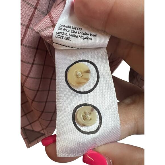 Untuckit Men's Pink Check Cotton Button Up Medium - Picture 5 of 8